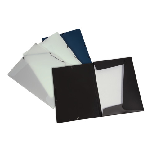 Chemise à élastique Eichner PP A4 + 3 rabats à ailettes et élastique de serrage en coin bleu