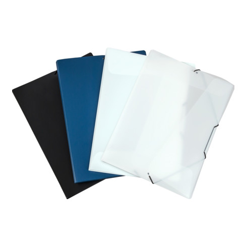 Chemise à élastique Eichner PP A4 + 3 rabats à ailettes et élastique de serrage en coin bleu