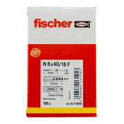 Cheville à frapper N 6 x 40/10 F (100) avec collerette épaisse et clou tête fraisée Fischer-5