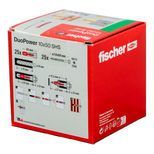 Cheville bi-matière fischer DuoPower 10 x 50 S avec vis