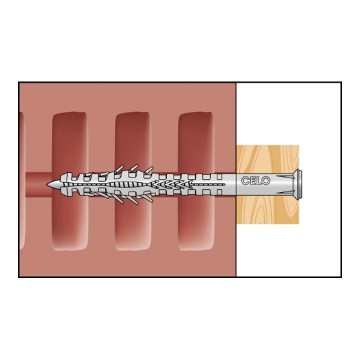 Cheville pour support creux 10x200 sans vis. Ref. HBR (50 pcs) CELO