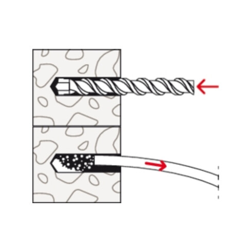 Chevilles à longue tige fischer DuoXpand 10mm T R avec vis à tête fraisée