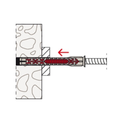 Chevilles à longue tige fischer DuoXpand 10mm T R avec vis à tête fraisée