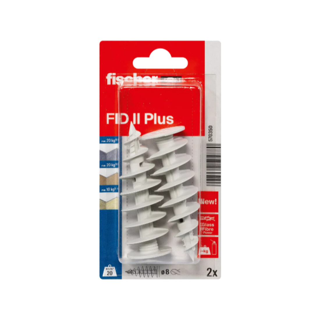 Chevilles pour matériaux isolants fischer FID II Plus en blister