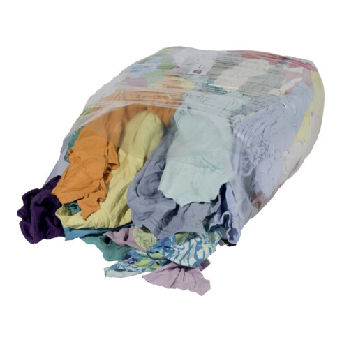 Chiffons de nettoyage en jersey multicolores clairs selon DIN 61650, paquet de 10 kg
