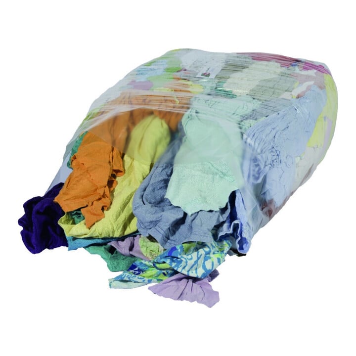 Chiffons de nettoyage en jersey multicolores clairs selon DIN 61650, paquet de 10 kg