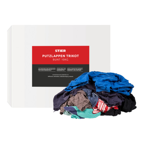 Chiffons de nettoyage en tricot STIER, colorés 10 kg