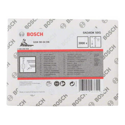 Bosch Chiodo a nastro con testa a D SN34DK 50G 2,8mm 50mm, zincato, liscio