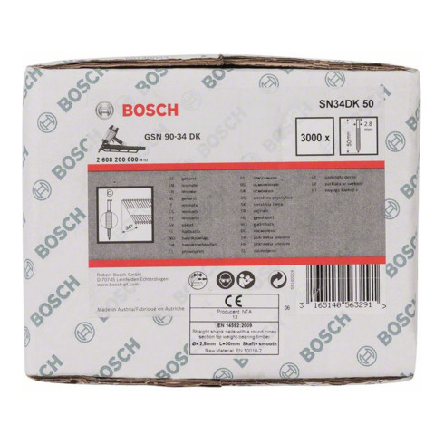 Bosch Chiodo a nastro con testa a D SN34DK 50 2,8mm 50mm, liscio