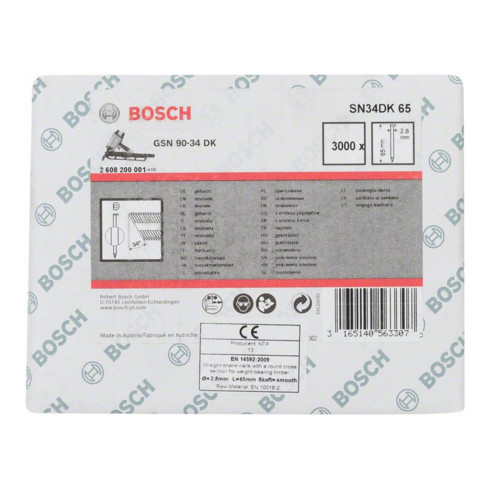 Bosch Chiodo a nastro con testa a D SN34DK 65 2,8mm 65mm, liscio