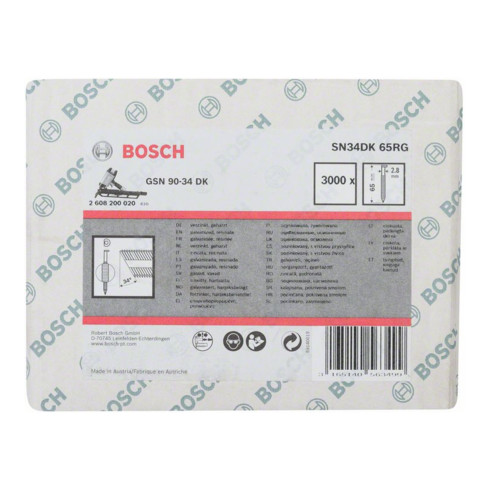 Bosch Chiodo a nastro con testa a D SN34DK 65RG,2,8mm 65mm, scanalato, galvanizzato
