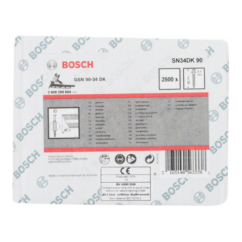 Bosch Chiodo a nastro con testa a D SN34DK 90 3,1mm 90mm, liscio