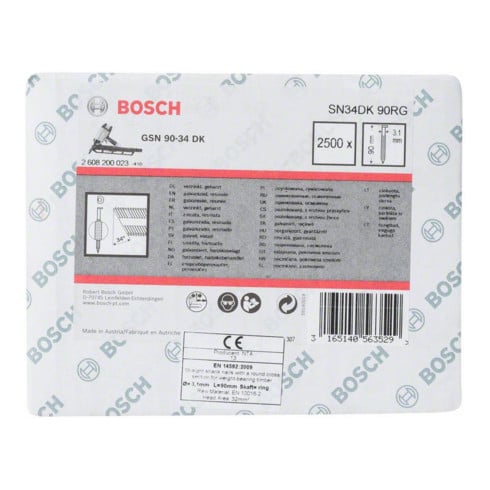 Bosch Chiodo a nastro con testa a D SN34DK 90RG 3,1mm 90mm, zincato, scanalato