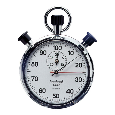 Chronomètre Hanhart gamme de mesure 1/100 min. mécaniquement chr. cas