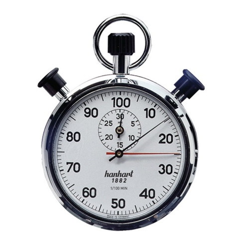 Chronomètre Hanhart gamme de mesure 1/100 min. mécaniquement chr. cas