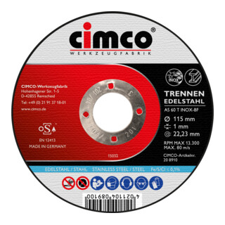 Cimco Disque de tronçonnage Korund Inox Ø 125 mm 208912