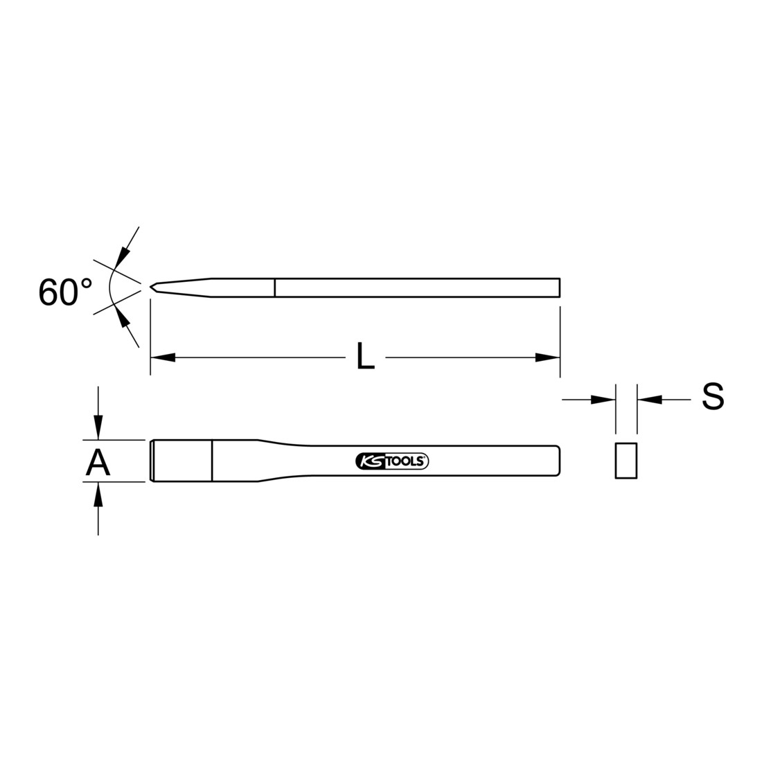 KS Tools Burin de maçon, 8 tranchants