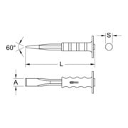 KS Tools Burin de maçon avec poignée de protection des mains, 8 tranchants-3