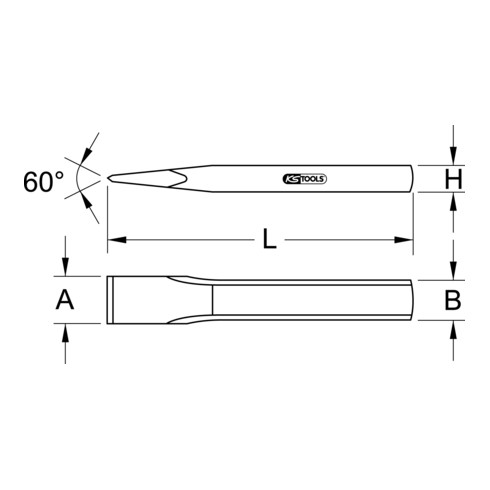 KS Tools Burin de maçon, plat ovale