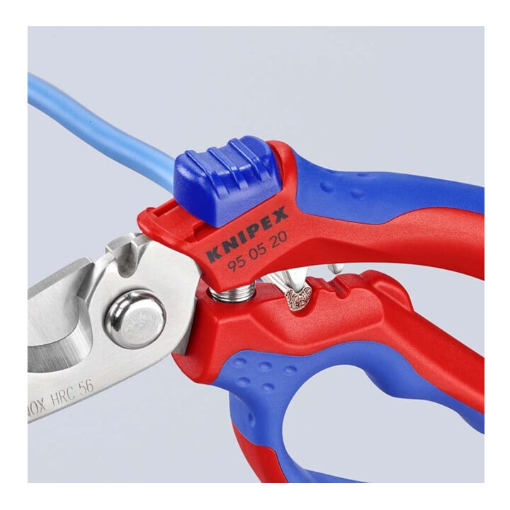 Ciseaux d'électricien Knipex avec poignée bimatière et coupe-fil, longueur totale : 160mm