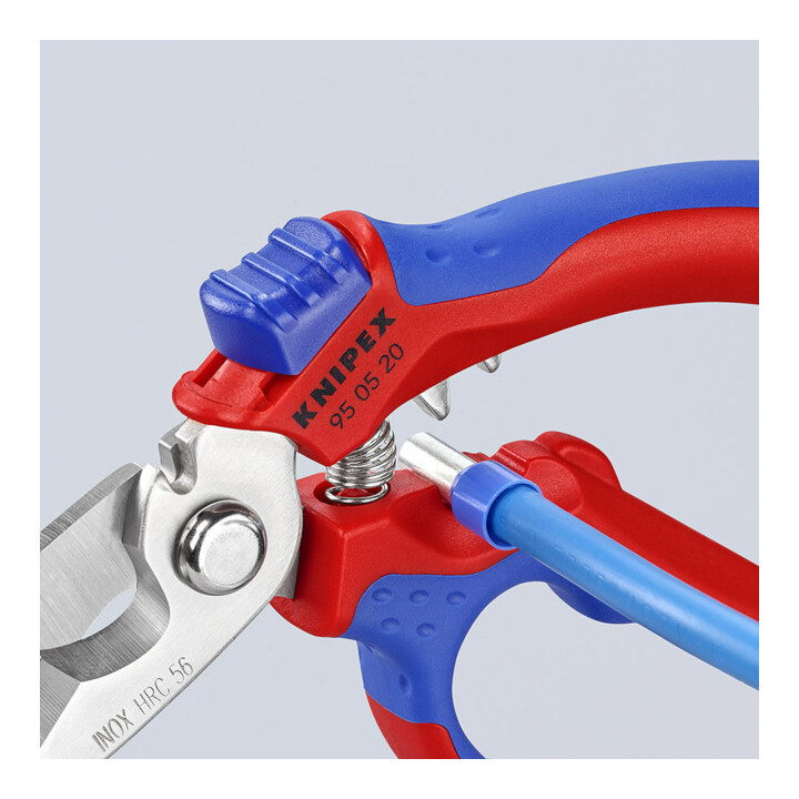 Ciseaux d'électricien Knipex avec poignée bimatière et coupe-fil, longueur totale : 160mm