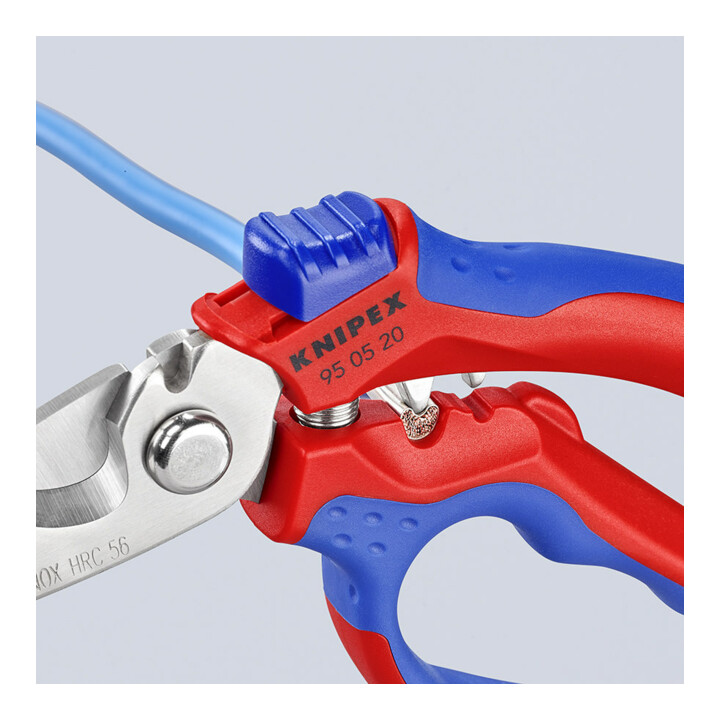 Ciseaux d'électricien Knipex avec poignée bimatière et coupe-fil, longueur totale : 160mm