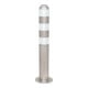 CITY Bornes de protection en acier inoxydable tube rond H 800 mm avec capuchon alu anneaux réfléchissants blancs