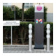 CITY Bornes de protection en acier inoxydable tube rond H 800 mm avec capuchon alu anneaux réfléchissants blancs
