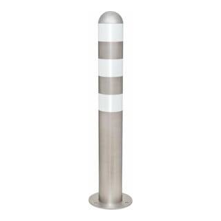 CITY Schutzpoller Edelstahl Rundrohr H 800 mm mit Alu-Kappe weiße Reflexringe