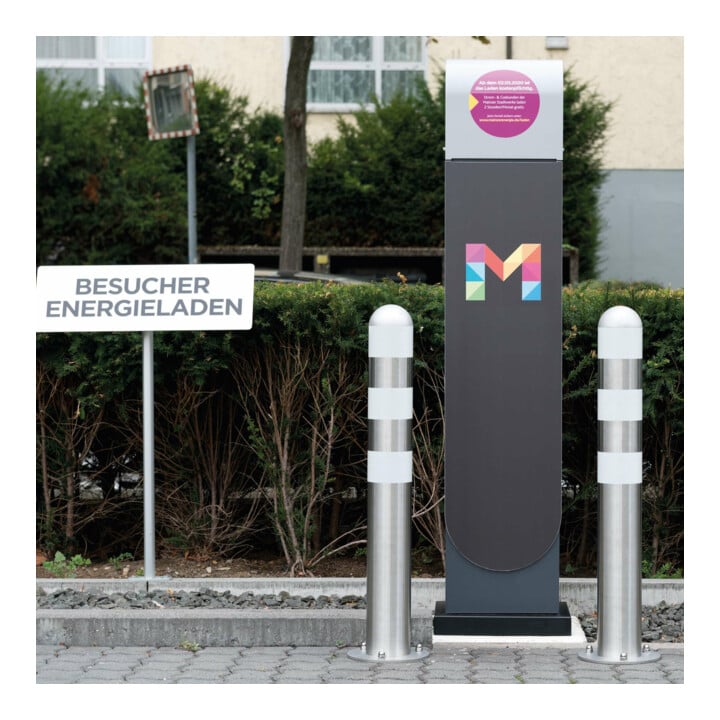 CITY Schutzpoller Edelstahl Rundrohr H 800 mm mit Alu-Kappe weiße Reflexringe
