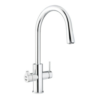 Clage Allround-Armatur Zip Celsius Arc AIO verchromt gebürstet