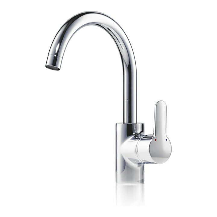 Clage Mitigeur monocommande pour évier EAK pivotant, bec tube 20 cm, chrome, sans pression