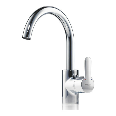 Clage Mitigeur monocommande pour évier EKM pivotant, bec 21 cm, chrome, sans pression