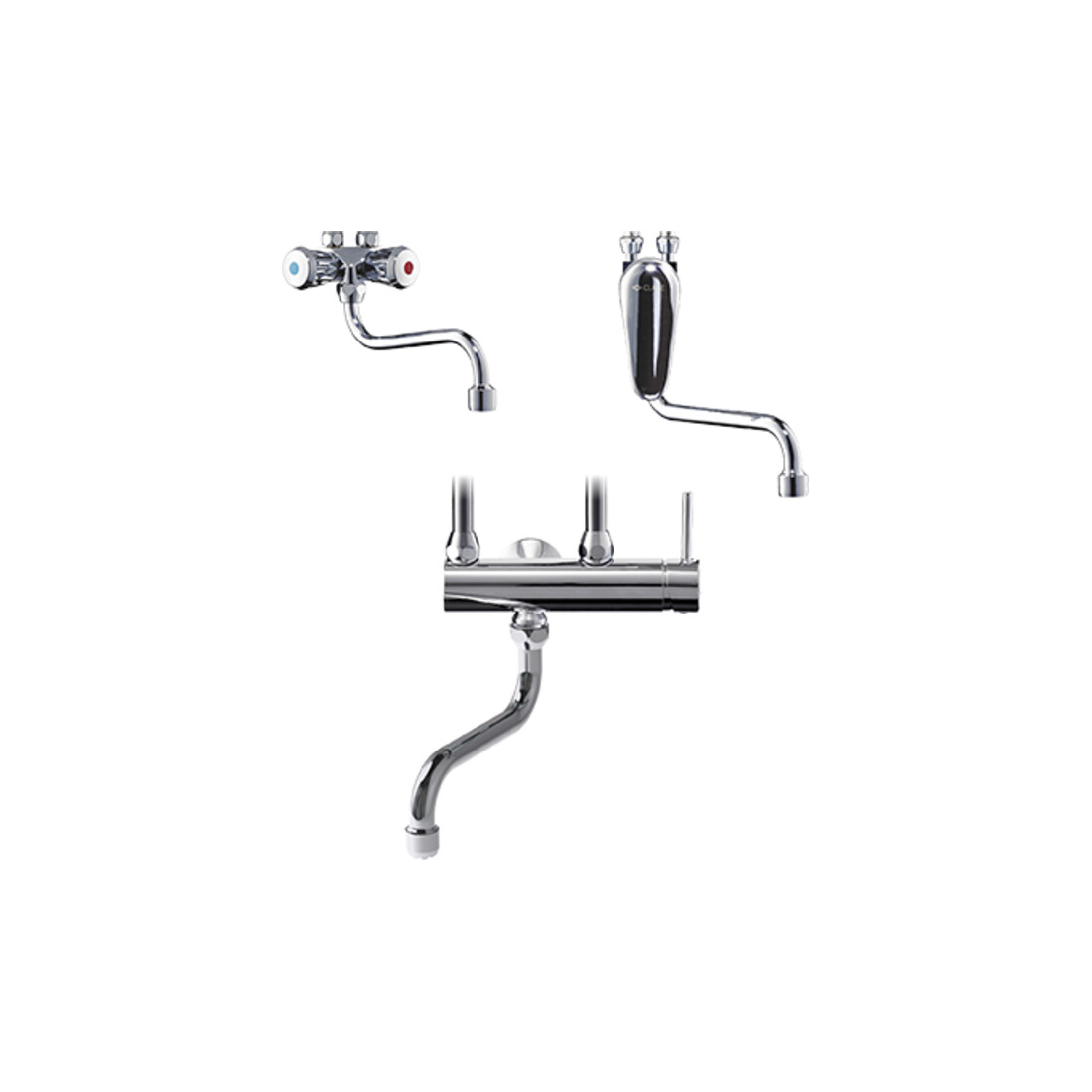 Clage Robinet mural spécial 2-G SMB/LS chrome, avec bec pivotant 16 cm