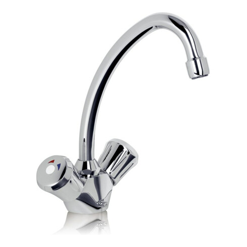 Clage Robinetterie à deux poignées SNT avec bec noir 15 cm, chrome, pour chauffe-eau sous pression