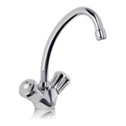 Clage Robinetterie à deux poignées SNT avec bec noir 15 cm, chrome, pour chauffe-eau sous pression-3