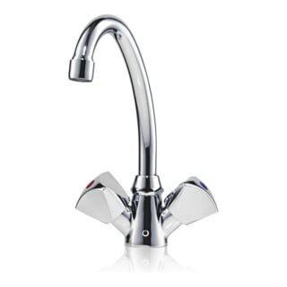 Clage Waschtisch-Zweigriffarmatur SNM Schw.ausl. 16cm, chr, f druckl. WW-Gerät