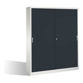 Classeur C+P Acurado avec portes coulissantes 2 x 5 hauteurs de dossiers Façade noir gris gris clair Corps gris clair