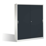 Classeur C+P Acurado avec portes coulissantes 2 x 5 hauteurs de dossiers Façade noir gris gris clair Corps gris clair