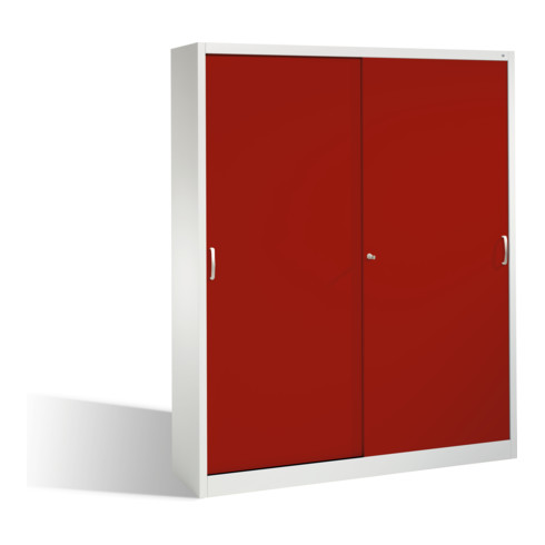 Classeur C+P Acurado avec portes coulissantes 2 x 5 hauteurs de dossiers Façade Carrosserie rouge rubis Gris clair