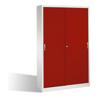 Classeur C+P Acurado avec portes coulissantes 5 hauteurs de dossiers Façade Corps rouge rubis Gris clair