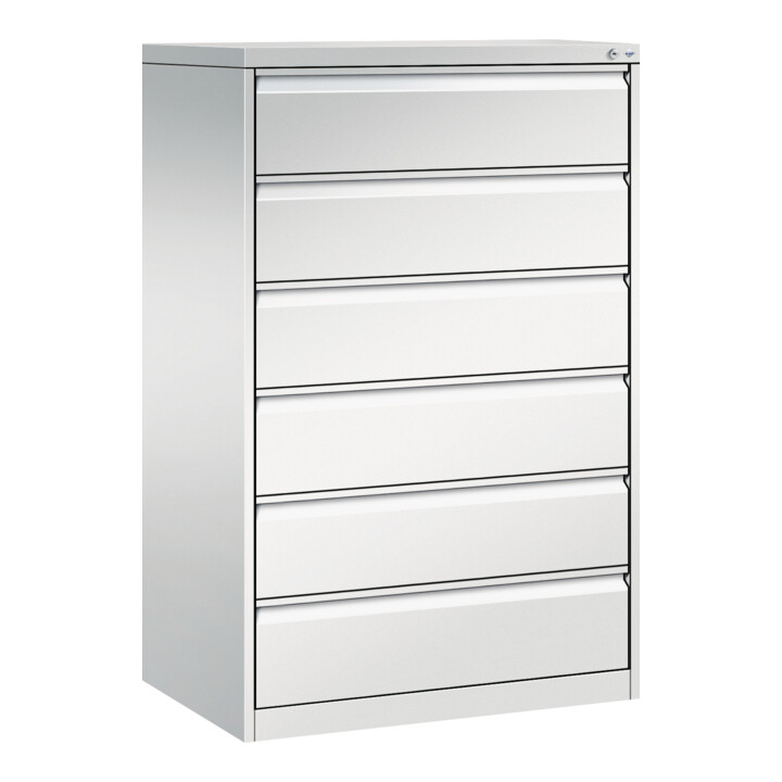 Classeur C+P Acurado pour classeurs DIN A5 paysage, 6 tiroirs, 3 rangées Avant Corps gris clair Corps gris clair Gris clair