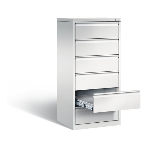 Classeur C+P Acurado pour classeurs DIN A5 paysage, 6 tiroirs, à deux voies Avant Corps gris clair Corps gris clair Gris clair