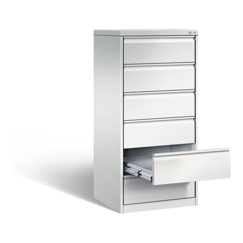 Classeur C+P Acurado pour classeurs DIN A5 paysage, 6 tiroirs, à deux voies Avant Corps gris clair Corps gris clair Gris clair