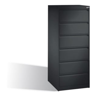 Classeur C+P Acurado pour classeurs DIN A5 paysage, 6 tiroirs, deux voies gris noir