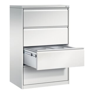 Classeur C+P Acurado pour dossiers suspendus DIN A4, 4 tiroirs, deux voies Avant Corps gris clair Corps gris clair Gris clair