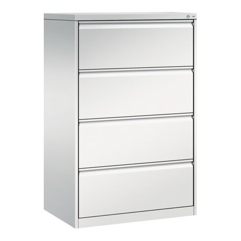 Classeur C+P Acurado pour dossiers suspendus DIN A4, 4 tiroirs, deux voies Avant Corps gris clair Corps gris clair Gris clair