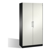 Classeur C+P Asisto avec portes tournantes, 5 hauteurs de dossier, H1980xL1000xP435mm face avant blanc pur corps noir gris noir-1