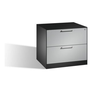 Classeur C+P Asisto DIN A4, 2 tiroirs, 2 voies Façade Aluminium blanc Corps Noir gris