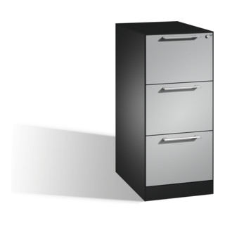 Classeur C+P Asisto DIN A4, 3 tiroirs, à une voie Avant Aluminium blanc Corps Noir gris